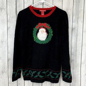 Black Santa Sweater, UGLY SWEATER, Size Large - Merry & Bright